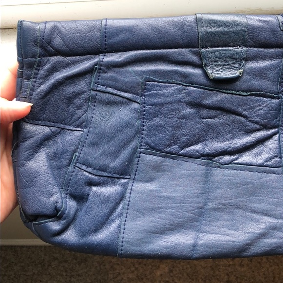🍂 VTG - Blue Leather Clutch - Picture 3 of 8